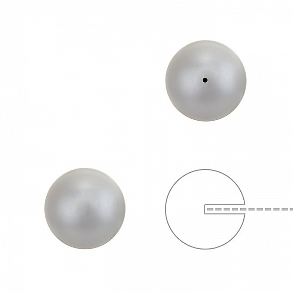 10mm Swarovski Half Drilled Pearl Round Pastel Grey PK2