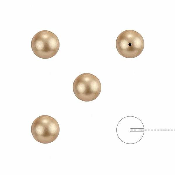 Swarovski 5818 Half Drilled Pearls Vintage Gold 6mm PK4