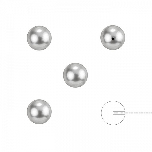 Swarovski 5818 Half Drilled Pearls Light Grey 6mm - PK4