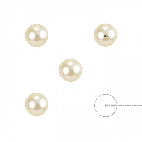 Swarovski 5818 Round Half Drilled Pearls Cream 6mm PK4