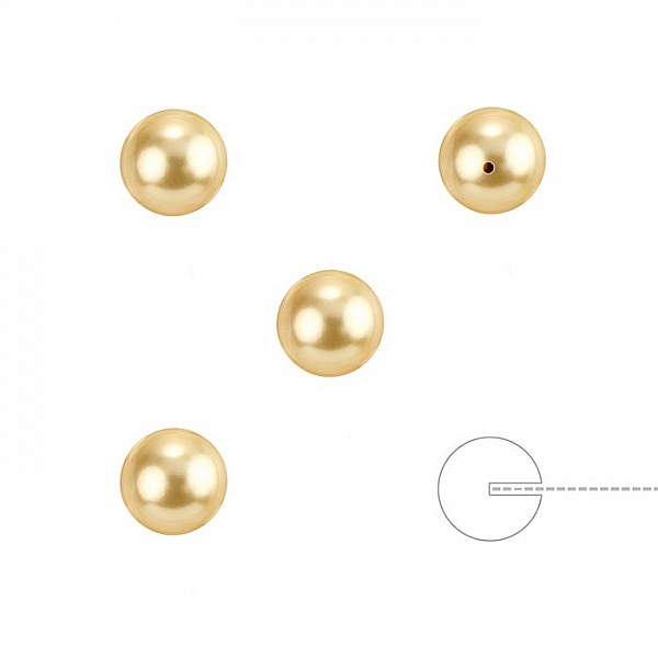 Swarovski 5818 Round Half Drilled Pearls Gold (6mm) PK4