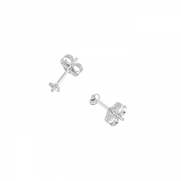 Sterling Silver 3mm Ear Stud Cups & Butterfly Backs PK2