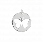 Sterling Silver Disc Pendant Cut Out Butterfly 20mm PK1