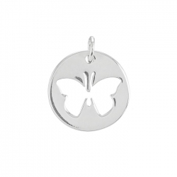 Sterling Silver Disc Pendant Cut Out Butterfly 20mm PK1