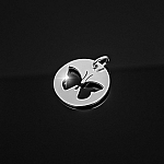 Sterling Silver Disc Pendant Cut Out Butterfly 20mm PK1