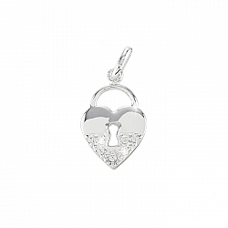 Sterling Silver 925 20mm Crystal Heart Locket Charm PK1