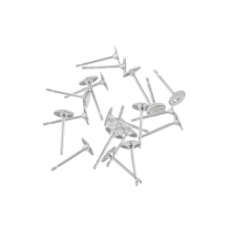 Silver Plated 5mm Ear Studs Flat Head Ear Posts - PK20