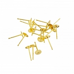 Gold Plated 5mm Ear Stud Pins Flat Pad Ear Posts - PK20