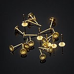 Gold Plated 5mm Ear Stud Pins Flat Pad Ear Posts - PK20