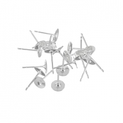 6mm Silver Plated Ear Studs Flat Top Ear Posts - PK20