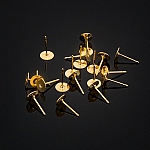 6mm Gold Plated Ear Stem Posts Flat Pad Ear Studs PK20