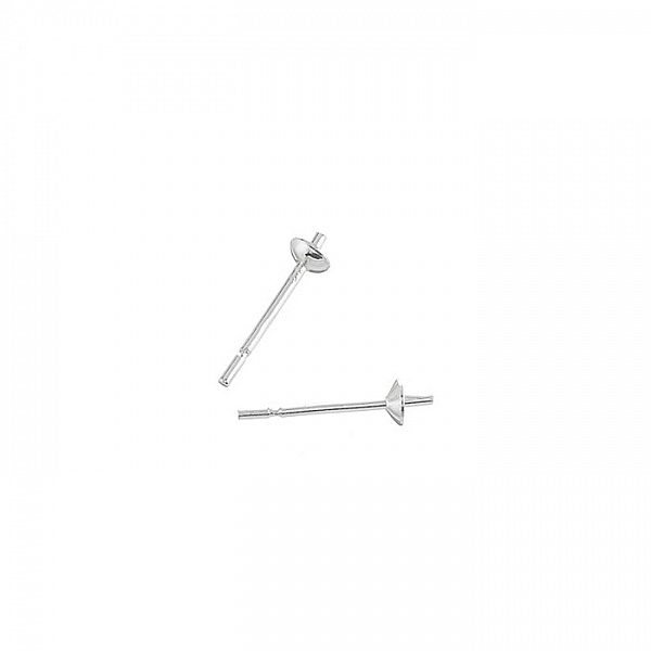 Sterling Silver Ear Stud Cups For Pearl Beads 3mm - PK2