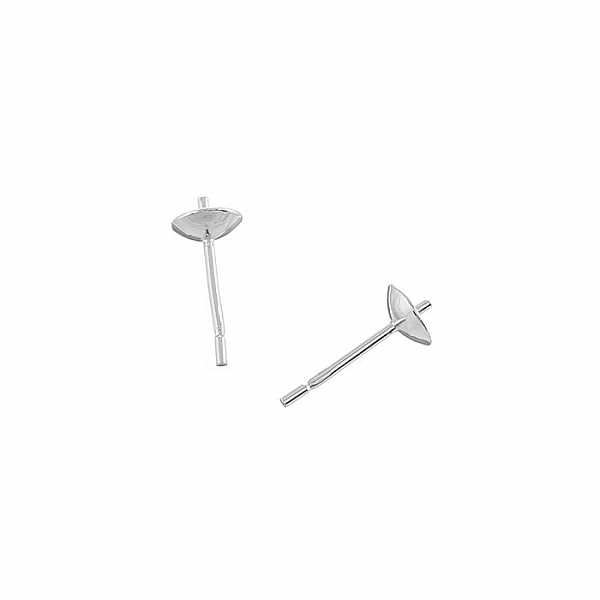 Sterling Silver Pearl Bead Ear Stud Cap Cups 5mm - PK2