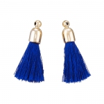 Cotton Tassel Charms & Gold Plated Caps 32mm (Blue) PK2
