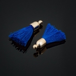 Cotton Tassel Charms & Gold Plated Caps 32mm (Blue) PK2