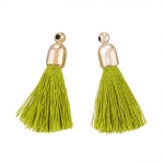 Olive Cotton Tassel Charms & Gold Plated Cap (20mm) PK2