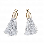 Silver Cotton Tassel Charms & Gold Plated Cap 20mm PK2