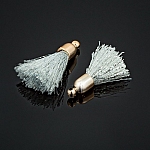 Silver Cotton Tassel Charms & Gold Plated Cap 20mm PK2