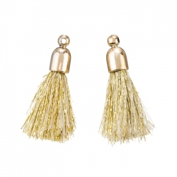 Gold Cotton Tassel Charms & Gold Plated Cap (20mm) PK2