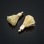 Gold Cotton Tassel Charms & Gold Plated Cap (20mm) PK2