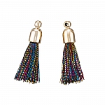Multi Cotton Tassel Charms & Gold Plated Cap (20mm) PK2