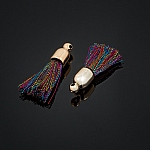 Multi Cotton Tassel Charms & Gold Plated Cap (20mm) PK2