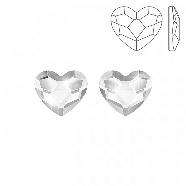 Swarovski 2808 Hotfix Heart Flat Backs Crystal 10mm PK2