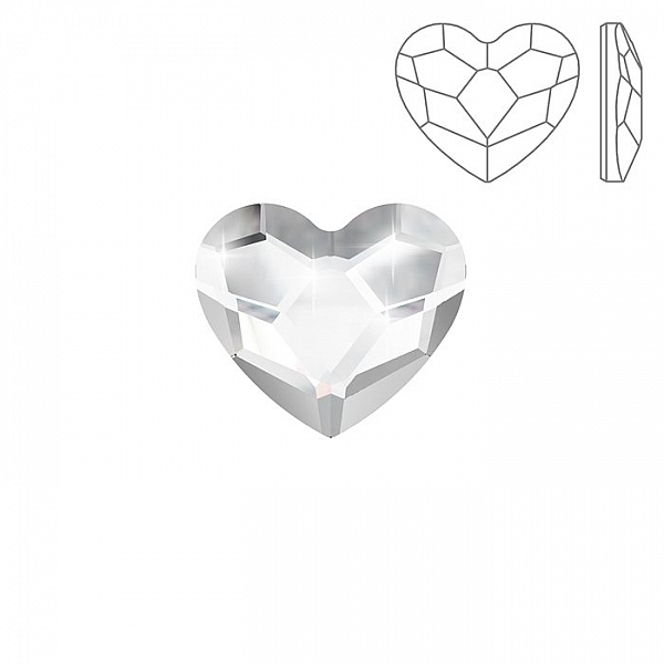 Swarovski 2808 Hotfix Flatback Heart (14mm) Crystal PK1