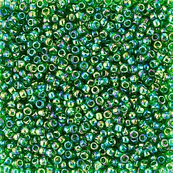 Toho 8/0 Transparent Rainbow Grass Green Seed Beads 10g