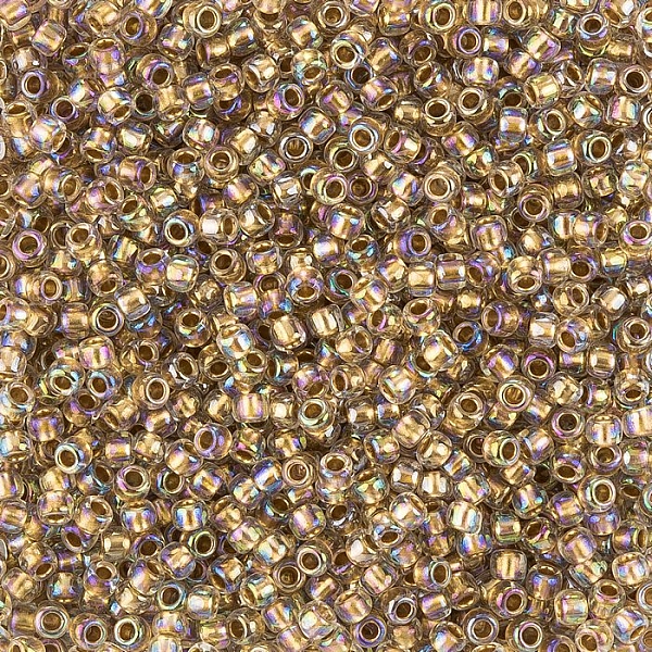 Toho 8/0 Seed Beads 3mm Gold Lined Rainbow Crystal 10g