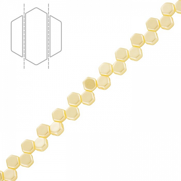 Honeycomb Czech Hexagon Beads Pastel Cream (6mm) PK30 Honeycomb Czech Hexagon Beads Pastel Cream (6mm) PK30