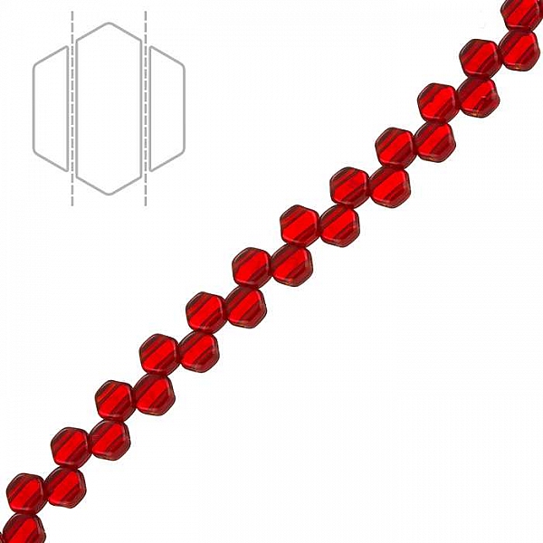 Honeycomb Czech Glass Beads Transparent Ruby (6mm) PK30