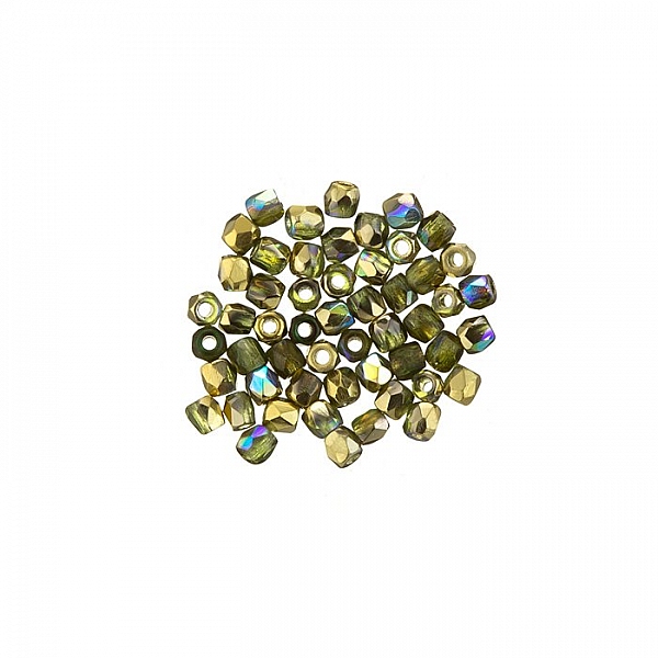 True2™ 2mm Fire Polished Beads Olive Gold Rainbow PK50