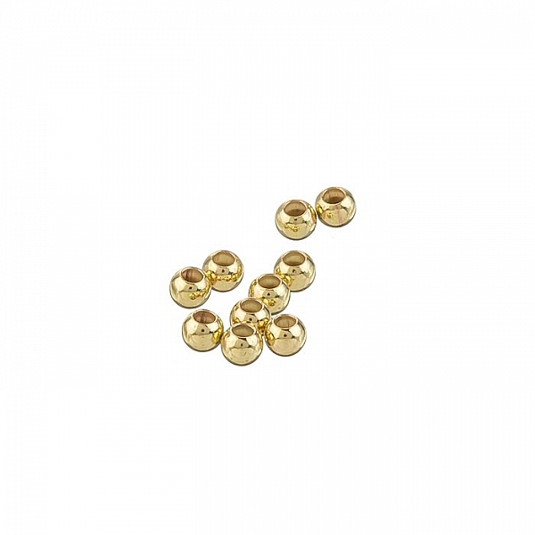 Gold Filled (3mm) Round Plain Shiny Spacer Beads - PK10