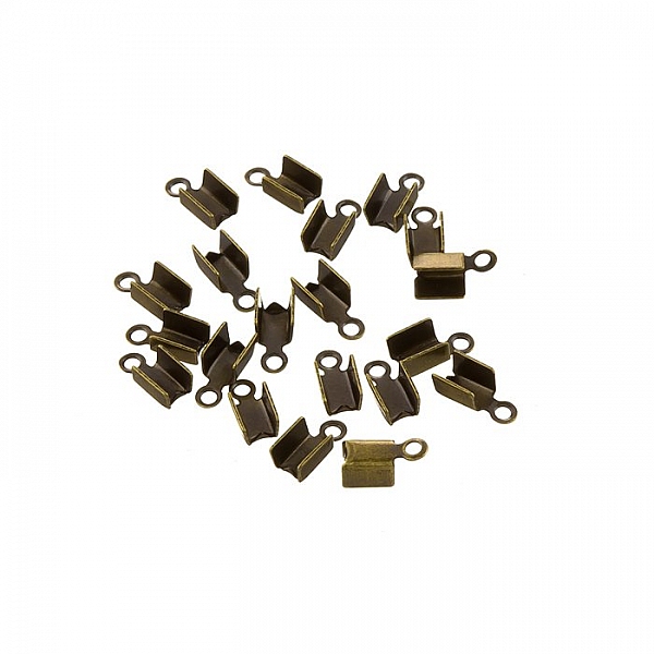 Burnished Gold Plated Fold Over 8x3mm Cord End Tip PK20