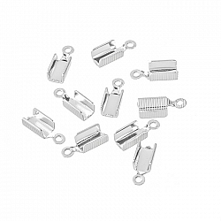 Silver Plated Fold Over Cord End Fasteners 13x5mm PK10