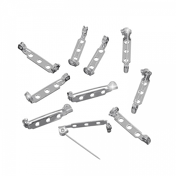Silver Plated 25mm Bar Brooch With 3 Holes (Pack of 10)