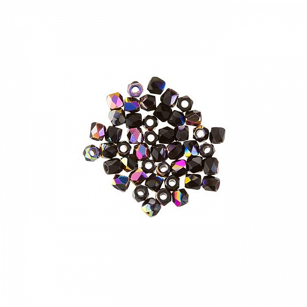 True2™ Czech Fire Polished 2mm Beads Jet Sliperit PK50
