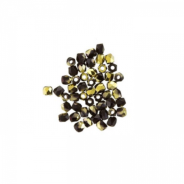 True2™ Czech Fire Polished Beads 2mm - Jet Amber (PK50)