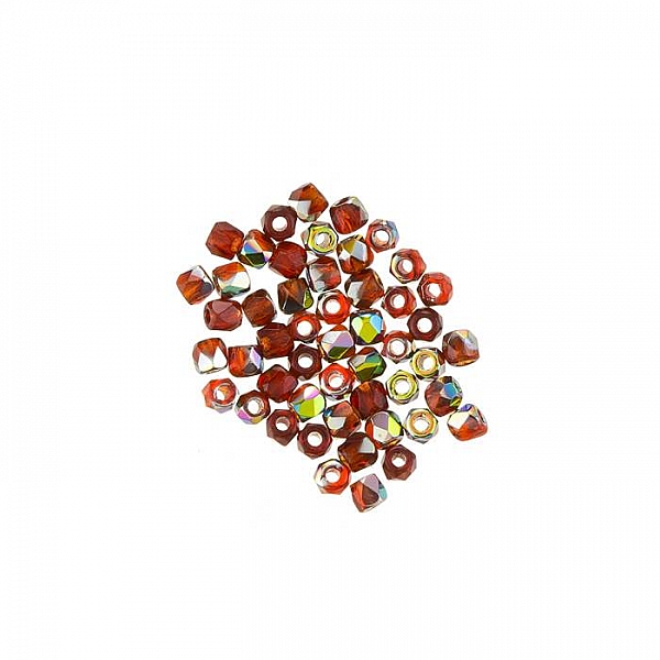2mm Czech Fire Polished True2™ Beads Siam Vitrail PK50