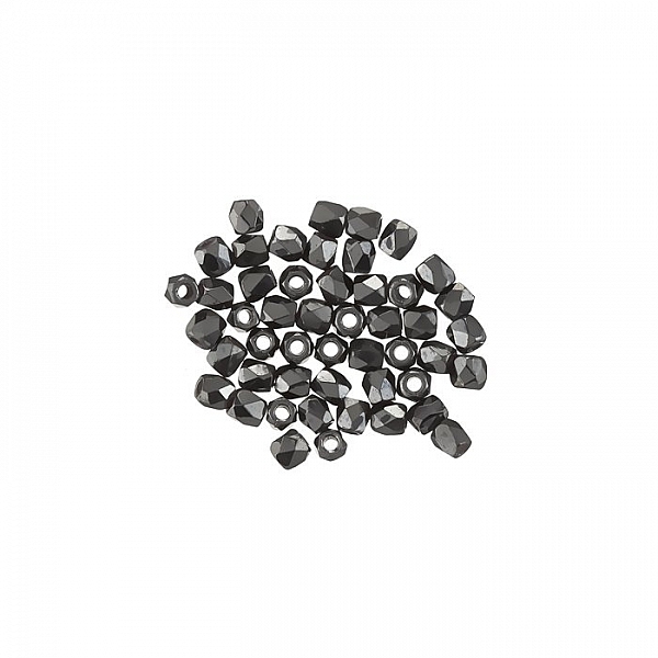 True2™ Czech Fire Polished Beads 2mm Jet Hematite PK50