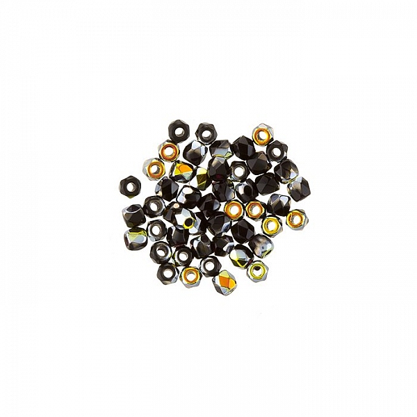 Fire Polished True2™ 2mm Czech Beads - Jet Marea (PK50)