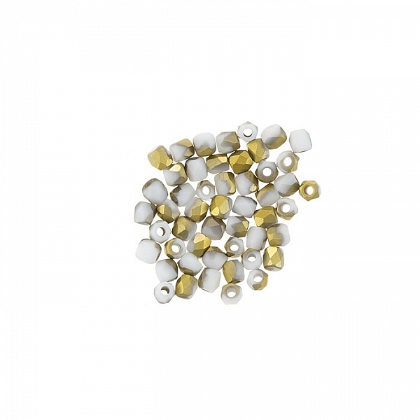 Fire Polished True2™ Beads Chalk White Amber Matte PK50