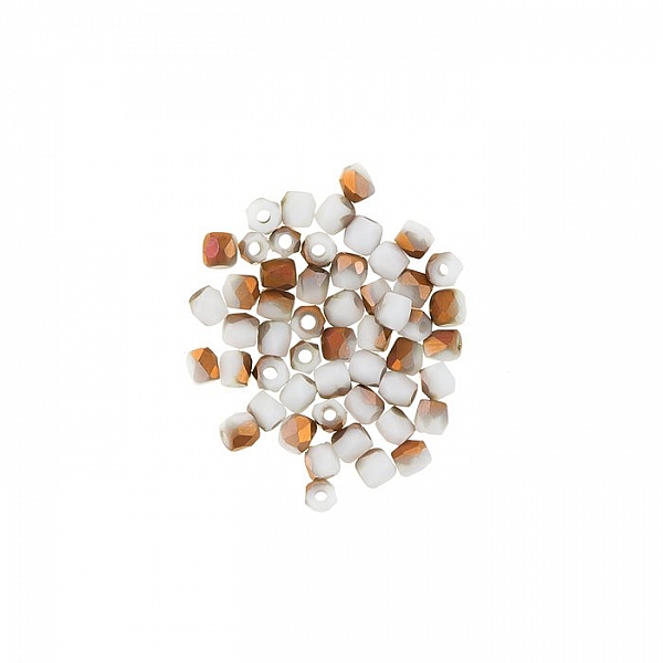 Fire Polished True2™ 2mm Beads Chalk White Sunset Matte