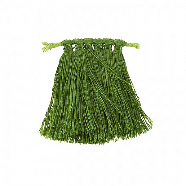 Nylon Cord Jewellery Tassels - Olive Green (35mm) PK6