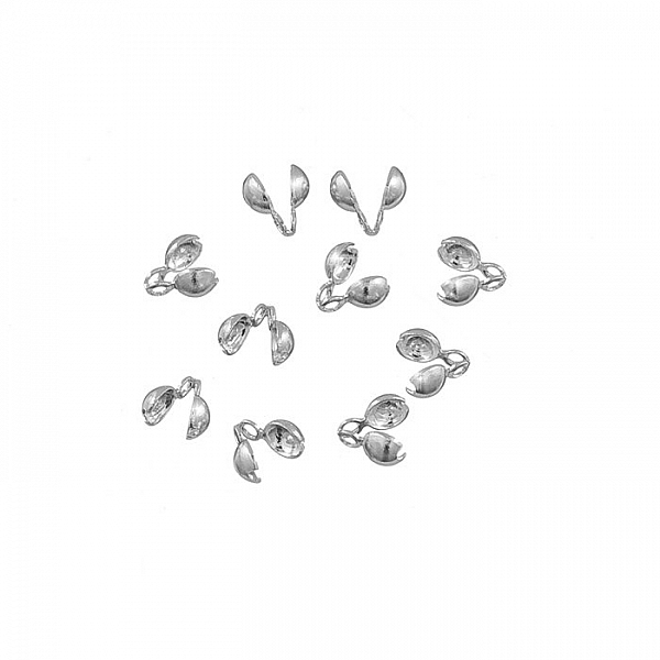 Silver Plated Top Hinged Calottes End Tips (6mm) PK10