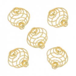 Gold Plated Spiral Wire Bead Cage Pendants - 14mm (PK5)