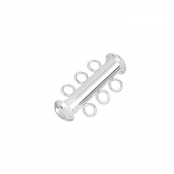 Silver Plated Cylinder 3-Strand Slider Jewellery Clasp Silver Plated Cylinder 3-Strand Slider Jewellery Clasp