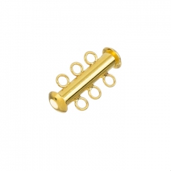 3-Strand Cylinder Gold Plated Slider Jewellery Clasp
