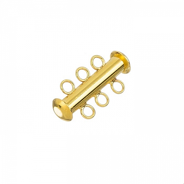 3-Strand Cylinder Gold Plated Slider Jewellery Clasp
